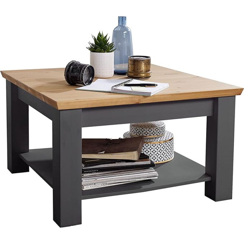 Woodroom Oslo Coffee Table Solid Pine Grey (W x H x D 75 x 45 x 75 cm)