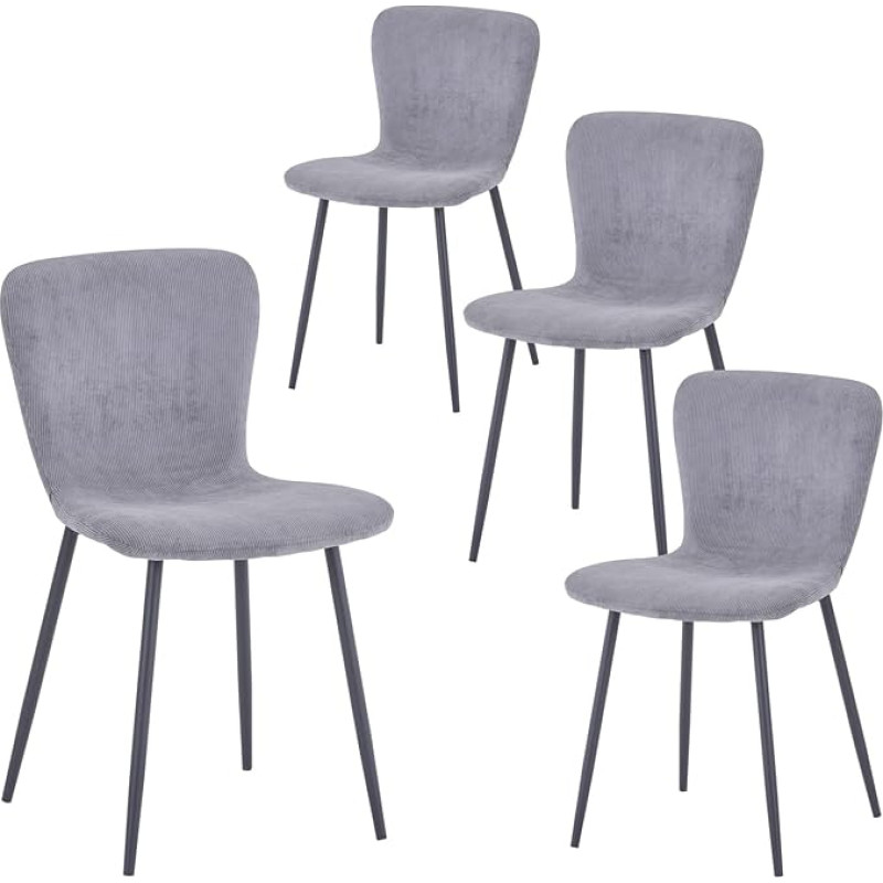 GOLDFAN Set of 4 Kitchen Chairs Dining Room Chairs Upholstered Chairs Modern Elegant Living Room Fabric Chairs with Black Legs, Grey