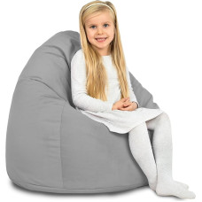 Italpouf Children's Bean Bag L, Bean Bag, Seat Cushion, Indoor, Velvet, Bean Bag Chair for Children, EPS Beads Filling, Removable Cover, Machine Washable, Certified, Light Grey