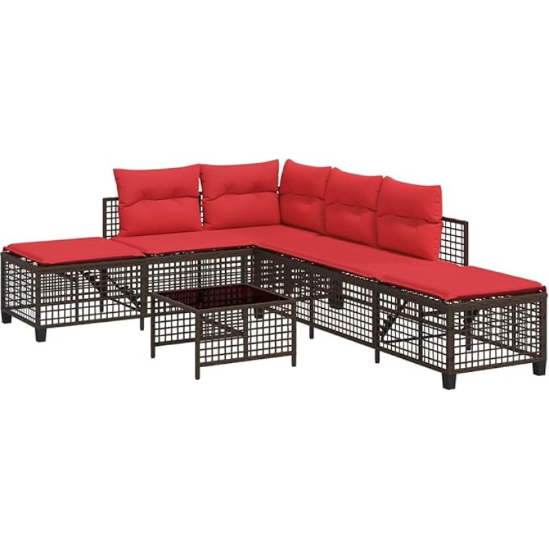 Vopese 3-teiliges Ecksofa-Set für den Garten mit Kissen, braun, Polyrattan Sofa Model365451