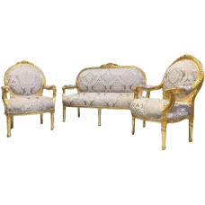 CasAmin Home & Living Gold Lounge Sofa Set, Retro Baroque Rococo Style, Couch Set for Living Room, Home Decoration for Hotel Lounge