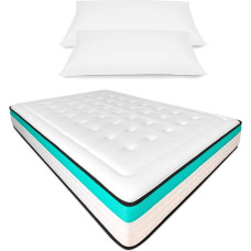 DUÉRMETE ONLINE Bio Max Premium Memory Foam Mattress 135 x 190 cm + Pillow + Anti Dust Mite, Antibacterial and Hypoallergenic