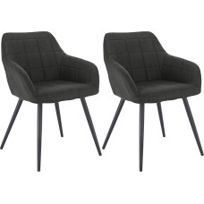 Woltu® BH93-2 Set of 2 Upholstered Dining Room / Kitchen / Living Room Chairs with Armrests and Metal Legs