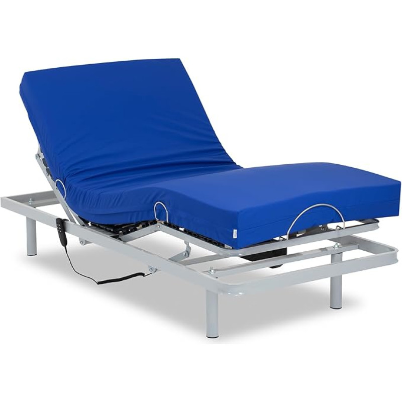 Gerialife - Electric Adjustable Care Bed with Adjustable Legs | Care Mattress with Cold Foam Core and Waterproof Cover HR (80 x 190)
