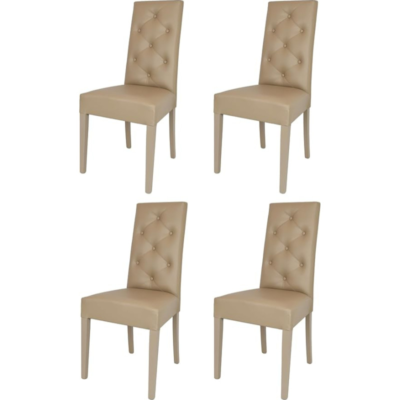 t m c s Tommychairs Chantal Modern Chairs for Kitchen and Dining Room, Robust Structure Made of Varnished Beech Wood, Cappuccino Colour, Upholstered and Upholstered in Faux Leather Colour Cappuccino,