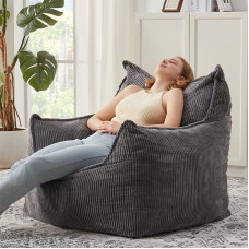 EBENCHICO Giant Bean Bag Chair for Adults and Teenagers, Comfortable Corduroy Bean Bag with Armrests for Bedroom, Living Room, Adult Bean Bag, Lazy Sofa, Couch, Chairs with Filler in