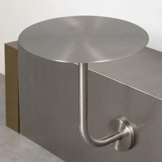 L-förmiger Edelstahl-Wand-Bartisch, modern, rund, Kneipentisch, hoher Akzenttisch für Küche, Büro & Esszimmer (40 x 40 x 45 cm) – & stilvoll