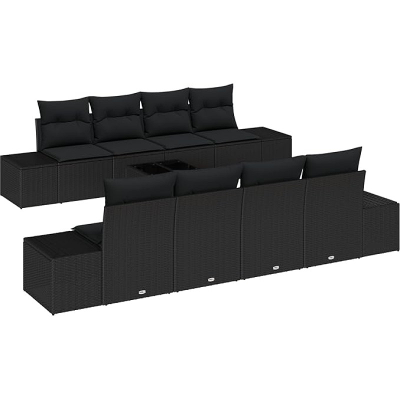 Vopese Sofa 6 pcs Black 294 x 62 x 69 cm Poly Rattan Small Sofa Model3346993