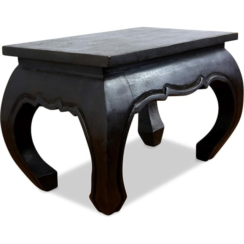 livasia Solid Wood Opium Table - 60 x 40 x 40 cm - Hand-Carved Wooden Side Table from Thailand, Unique and Sustainable, Ideal for Living Room and Reading Corners (Black)