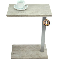 freeroom24 Rebus Side Table, Laptop Table in Concrete Look, Metal in Silver, 45 x 25 cm, Various Heights (45 x 25 x Height 50 cm)