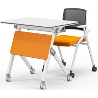 Freistehender klappbarer Trainingstisch mit feststellbaren Rädern, tragbarer Klapptisch und Stuhl-Set für Konferenzräume, Klassenzimmer, Mediencenter, 75 x 50 cm