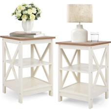 Side Table Living Room Set of 2 - Small Side Table for Small Spaces, White Bedside Tables for Bedroom Set of 2