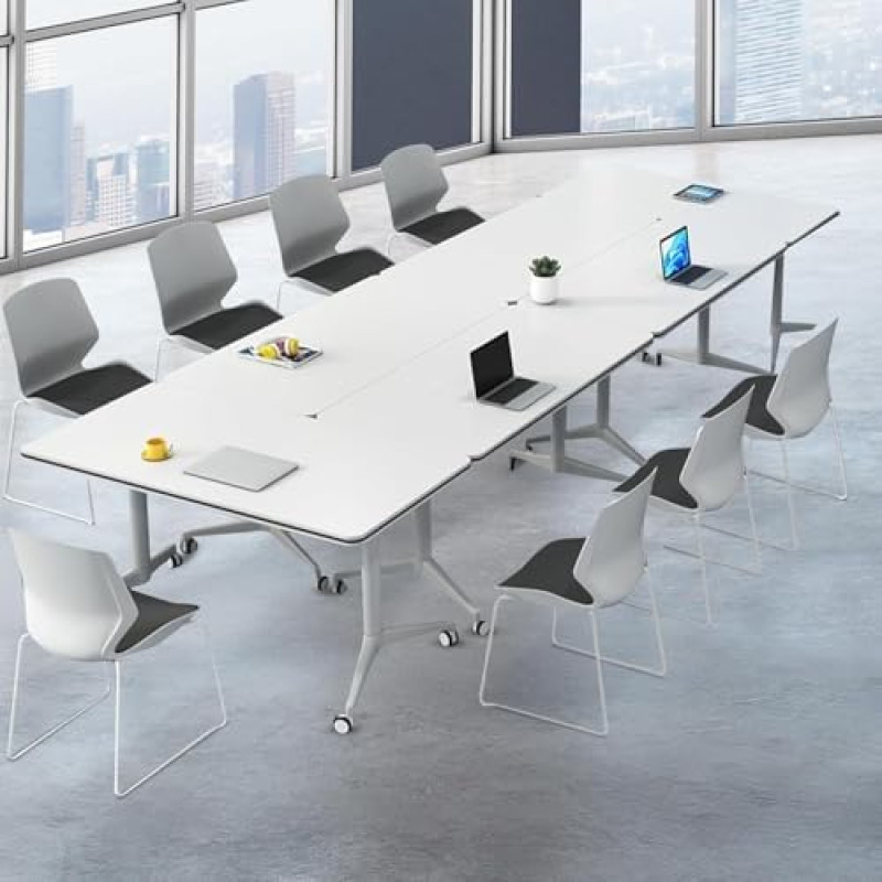 Moderner, freistehender Klapptisch mit Rollen, Klapptisch, mobiler Besprechungstisch für Büro, Trainingsraum, Klasse, vielseitiges platzsparendes Design