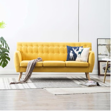 LAPOOH 3-Seater Sofa Fabric Cover, Couch for Living Room, for Flats, Lounge Sofa, Sofas & Couches, Relax Sofa, 172 x 70 x 82 cm, Yellow
