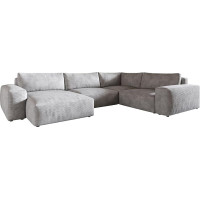 DELIFE Lanzo XL Living Room Landscape Cord Silver Grey 360 x 260 cm Adjustable Chaise Longue