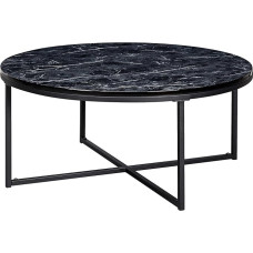 FineBuy Design Coffee Table, Diameter 80 cm, Marble Look, Living Room Table with Metal Frame, Sofa Table, Round Table, Living Room, Side Table