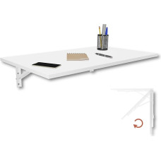 KDR Folding Wall Table, 80 x 50 cm, White, Folding Table for Wall Mounting, as Dining Table, Desk, Kitchen Table or Workplace, Space Saving & Versatile Use