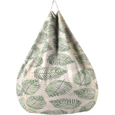Treer Bean Bag Cover without Filling for Children Adults Bean Bag Cover Modern Palm Leaf Print Removable Washable Bean Bag Outer Cover Toy Storage Bag (Beige, 100 x 120 cm)
