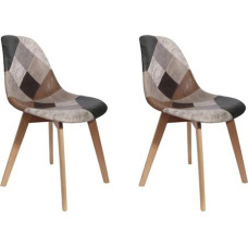 THE HOME DECO FACTORY HD6137 Silla Patchwork MARRÓN-GRIS, Polyester, Multicoloured, Wood, 46 x 85 x 55 cm