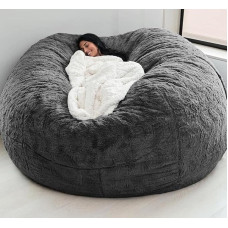 LHNT 6ft Bean Bag Chair Cover Bean Bag Cover, Giant Fur Bean Bag Sofa Cover Washable Bean Bag Lazy Sofa Cover (No Filling) for Living Room Decoration