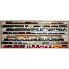 Alsino V-06 Display Case Track N Hanging Display Cabinet Shelf H0 Collector's Display Case Size: 150 cm x 58 cm x 6 cm Dust Cover