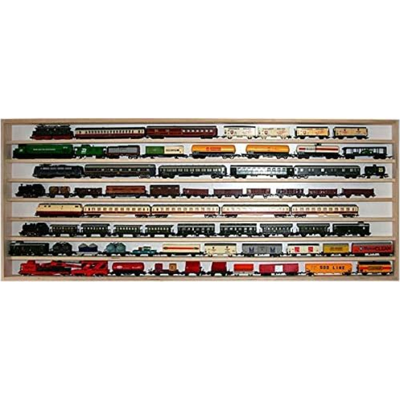 Alsino V-06 Display Case Track N Hanging Display Cabinet Shelf H0 Collector's Display Case Size: 150 cm x 58 cm x 6 cm Dust Cover