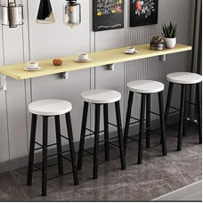 Wall Mounted Folding Wooden Table with Folding Leaf - Space Saving Dining Solution for Kitchen, Bar and Cafe - Perfect Long and Narrow Design for Small Spaces
