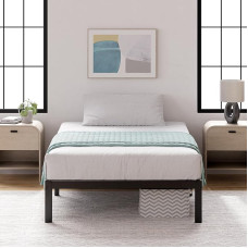 Zinus Yelena Bed 90 x 190 cm - Height 36 cm with Under Bed Storage - Metal Platform Bed Frame with Steel Slat Holder - Black