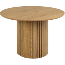 AC Design Furniture Yaron Wild Oak Effect Dining Table for 4 People, Column Base with Slat Front, Round Dining Table, Diameter 120 x Height 75 cm, Natural