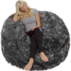 Chill Sack Bean Bag Chair: Giant Memory Foam Bean Bags 1.5m Plush Faux Fur Cover
