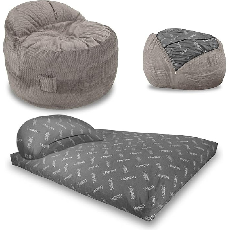 CordaRoy's Chenille Bean Bag Linen Charcoal Full