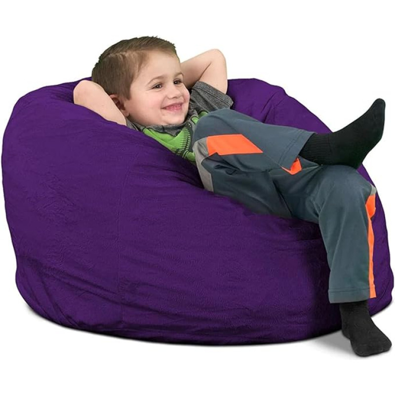 ULTIMATE SACK Kids Bean Bag Plus Size Bean Bag for Adults Comfortable Chair Bean Bag Couch Lounge Sofa Loveseat Furniture | Purple Suede