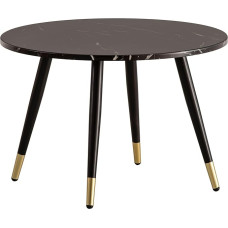 Wohnling Coffee Table 60 x 60 x 41 cm with Marble Look Black Modern Design Living Room Table with Metal Frame Sofa Table Round Table Side Table Living Room