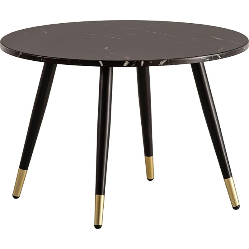 Wohnling Coffee Table 60 x 60 x 41 cm with Marble Look Black Modern Design Living Room Table with Metal Frame Sofa Table Round Table Side Table Living Room