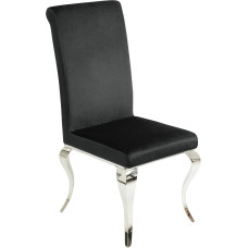invicta INTERIOR Elegant Chair Modern Baroque Black Stainless Steel Legs with Velvet Recliner Dining Room Chair
