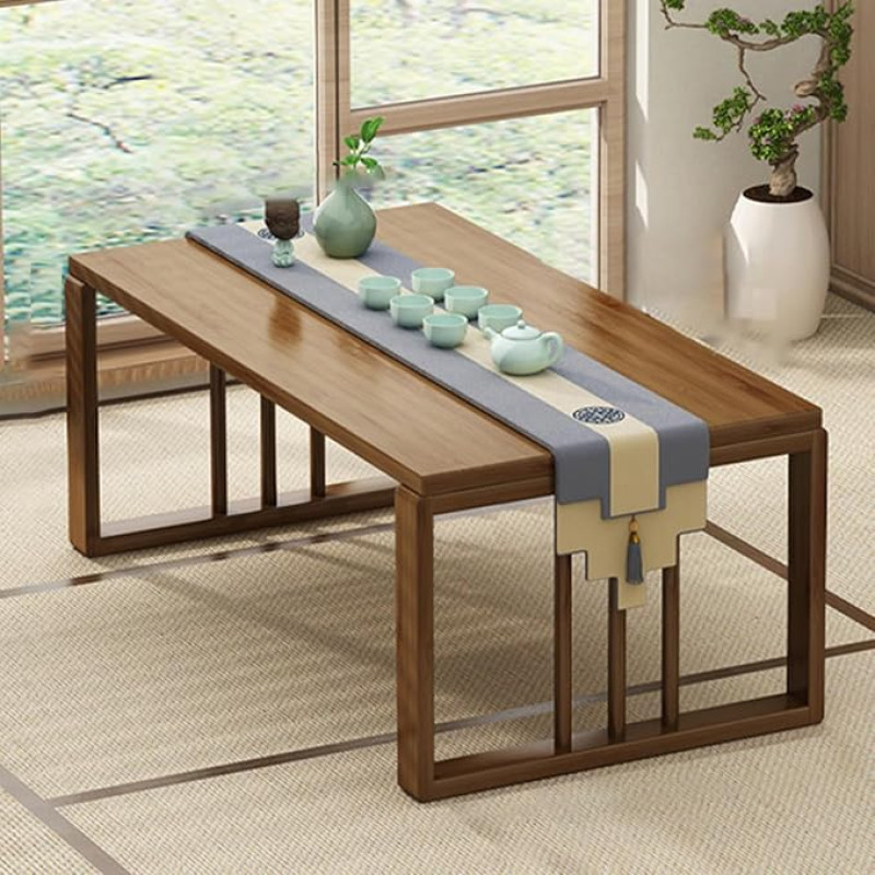 Eleeonora Tatami Folding Table, Japanese Table, Foldable, Japanese Low Coffee Table, Easy to Clean, Comfortable and Practical, Suitable for Computers, Snacks, Writing, Work