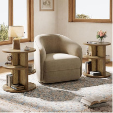 Tribesigns Set of 2 Round Side Tables, Couch, Coffee Table, 60 x 60 x 65 cm, 3-Tier Table with Shelf, Country House Bedside Table for Living Room, Bedroom, Brown