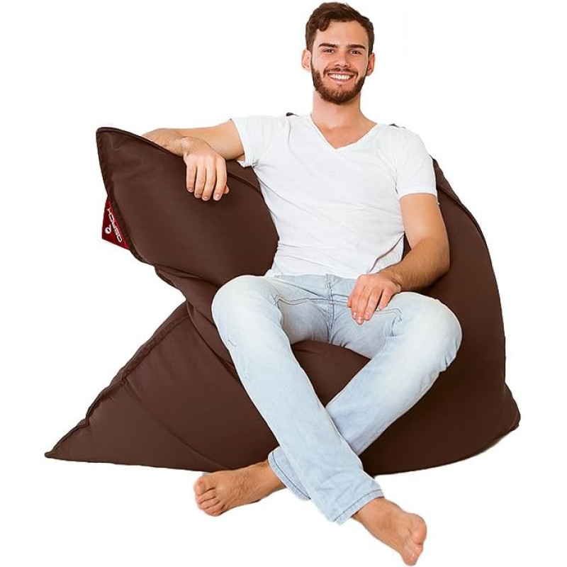 QSack Cult Bag, Faux Leather Bean Bag with Lining, EPS Micro Beads Bean Bag Filling Material Made of German Quality Filling (Dark Brown)