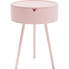 Funecy Round Side Table with Storage for Living Room, Modern Small Side Table for Small Spaces, Bedside Table for Bedroom, Balcony, (Pink)