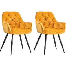Jahecome Dining Room Chairs, Made of Fabric (Velvet), Living Room Chair, Choice of Colours, Retro Design Armrest, Chair with Backrest, Metal Legs, Black (2, Gold)
