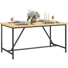 HOMCOM Dining Table for 6 People, Rectangular Kitchen Table in Modern Style, Wood Effect Table Top and Black Steel Legs with Adjustable Skids, 150 x 80 cm, Natural