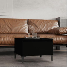 Natulvd Modern Coffee Table, Small Snack Sofa, Side Table with Drawer and Metal Legs, 50 x 46 x 35 cm, Square Cocktail Centre Table for Office and Living Room, Black