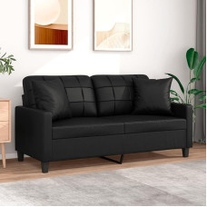 ZEYUAN 3200803 2-Seater Sofa with Decorative Cushions Black 140 cm Faux Leather, Sofas & Couches, Sofa Living Room, Sofa for Teenager's Room, Relaxing Sofa, Sofa for Bedroom, Upholstered Sofa