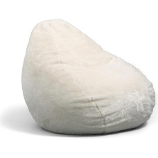 Big Joe Fuf Large Teardrop Bean Bag Chair Ivory Short Shag