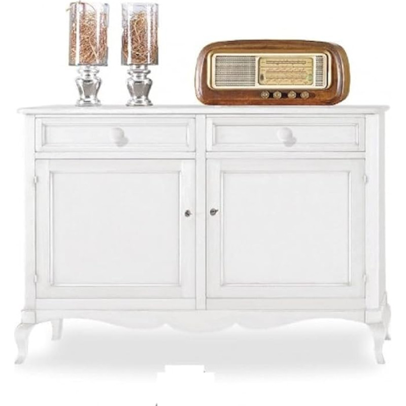 Mar.c.a. Design - Sideboard for Living Room, White Poplar Wood, Elegant, Sideboard, Living Room Cabinet, Made in Italy - 2 Sliding Doors and 2 Drawers
