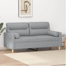 ZEYUAN 3200821 2-Seater Sofa with Decorative Cushions Light Grey 140 cm Fabric, Sofas & Couches, Sofa Living Room, Sofa for Teenager's Room, Relaxing Sofa, Sofa for Bedroom, Upholstered Sofa