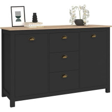 IDMarket - 130 cm ISIS Landscape Sideboard, 2 Doors and 3 Drawers, Wood and Black