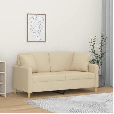 Xichuzi 3200911 2-Seater Sofa with Decorative Cushion Cream 140 cm Fabric, Lounge Sofa, Sofas & Couches, Relaxing Sofa, Couch for Living Room