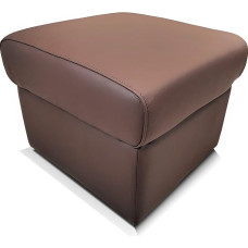 Quattro Meble Toledo Esopresso Brown Real Leather Stool with Storage Space 50 x 50 x H-40 cm Real Leather Cowhide Seat Cube Footstool Puff