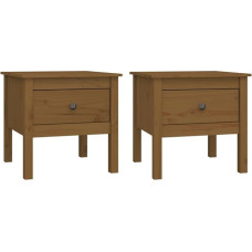Natulvd 2er-Set Beistelltisch aus Holz, 50 x 50 x 49 cm, massives Kiefernholz, moderner Nachttisch, Beistelltisch mit Schublade für Zuhause, Schlafzimmer, Wohnzimmer, einfache Montage, Flur,